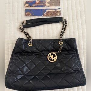 Michael Kors Black Quilted Leather Chain Shoulder Bag with Twillies
